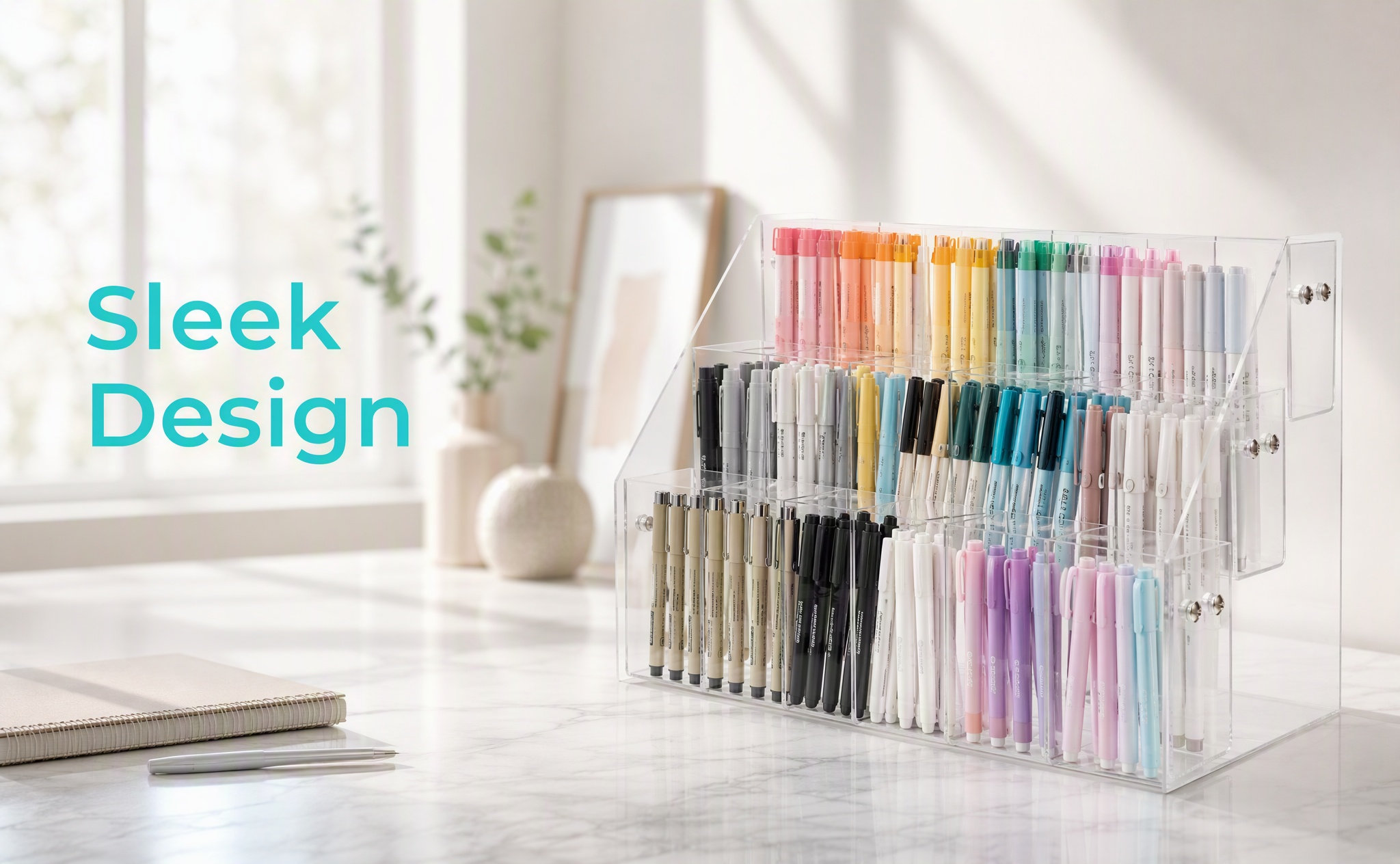 Stationery Office Supply Store - حامل عرض أقلام أكريليك شفاف، منظم
