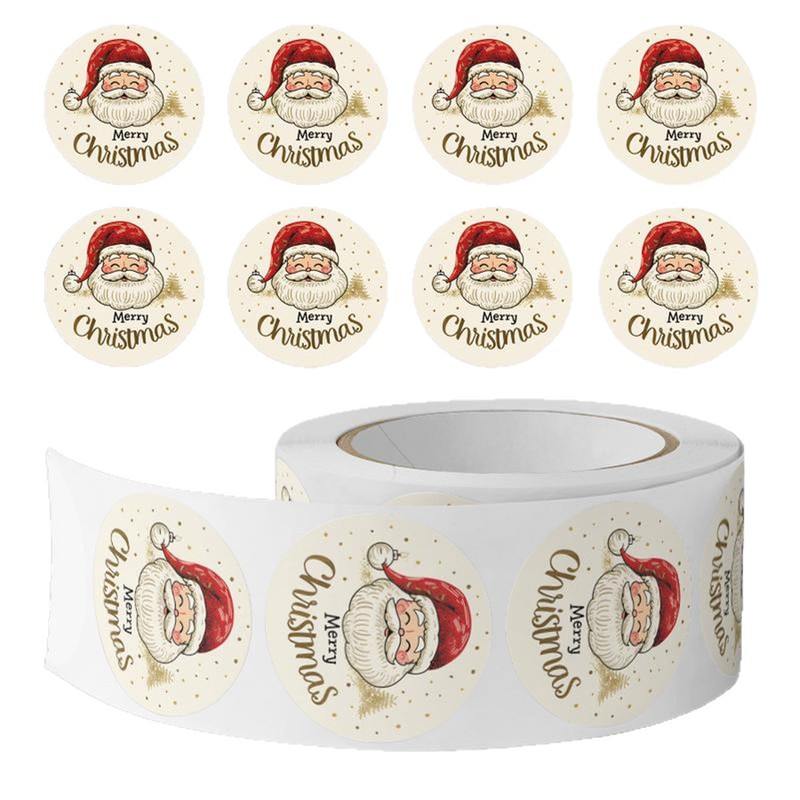 Sticker Label Roll - ٥٠٠ قطعة/لفة ملصقات سانتا كلوز لعيد