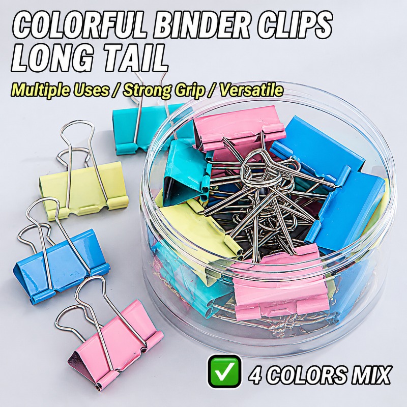 40 قطعة/مجموعة مشابك ورق معدني - مراجعة Binder Clip Assorted وسعره